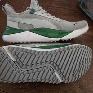 Puma Boys 5C Gray and Green Athletic Shoes